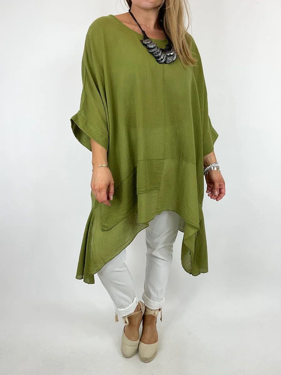 LAGENLOOK KIM COTTON TOP, Colour: OLIVE
