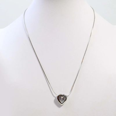 CRYSTAL HEART PENDANT ON SNAKE CHAIN NECKLACE