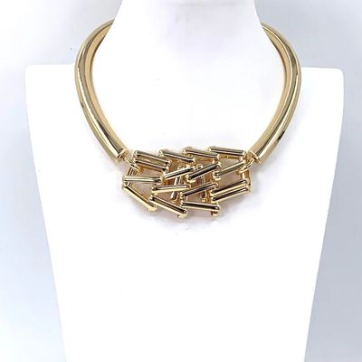 STATEMENT COLLAR NECKLACE WITH INTERLINKED CHAIN DETAIL