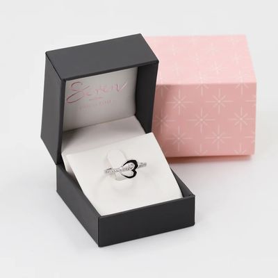 STERLING SILVER OPEN HEARTAND CZ BAND RING