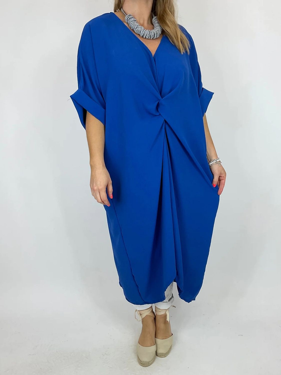 MADE IN ITALY LAGENLOOK HARRIS KNOT DRESS, COLOUR: ROYAL BLUE