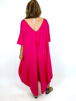 MADE IN ITALY LAGENLOOK PLAIN CURVE JUMPSUIT