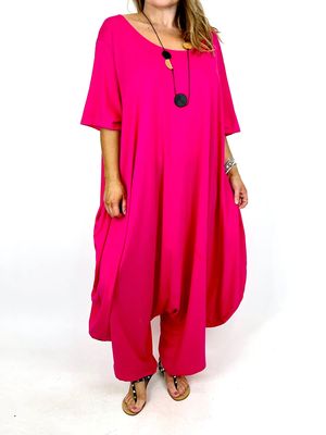 MADE IN ITALY LAGENLOOK PLAIN CURVE JUMPSUIT