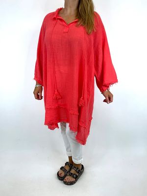 MADE IN ITALY LAGENLOOK ANYA COTTON TIE TOP