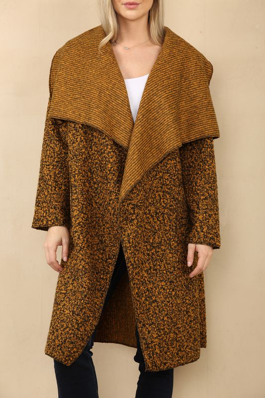 WATERFALL TEDDY SOFT WOOL BLEND LIGHTWEIGHT JACKET MOTTLED