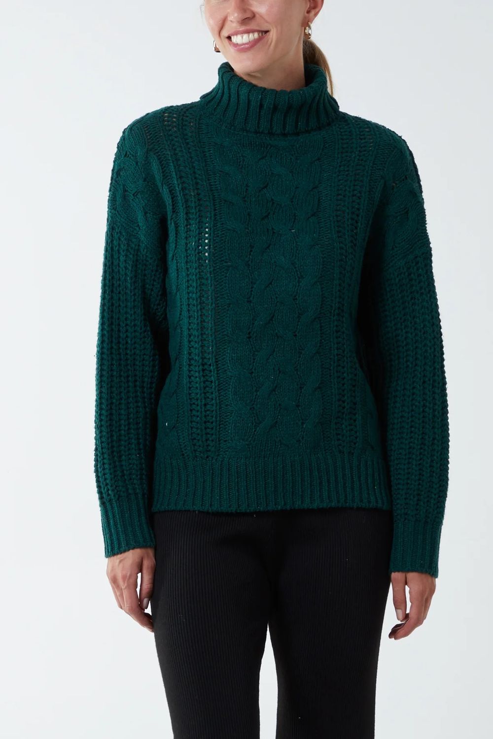 Cable Chunky Knit Roll Neck Jumper, Size: S/M