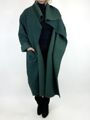 Lagenlook Waterfall Boucle Coat in Racing Green Lagenlook Waterfall Boucle Coat in Racing Green