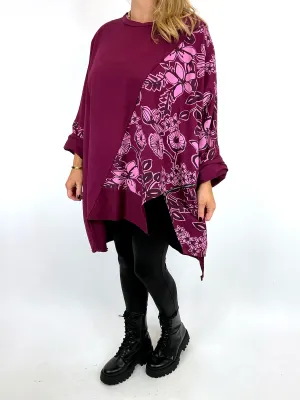 Lagenlook Jenna Floral Sweatshirt in Burgundy