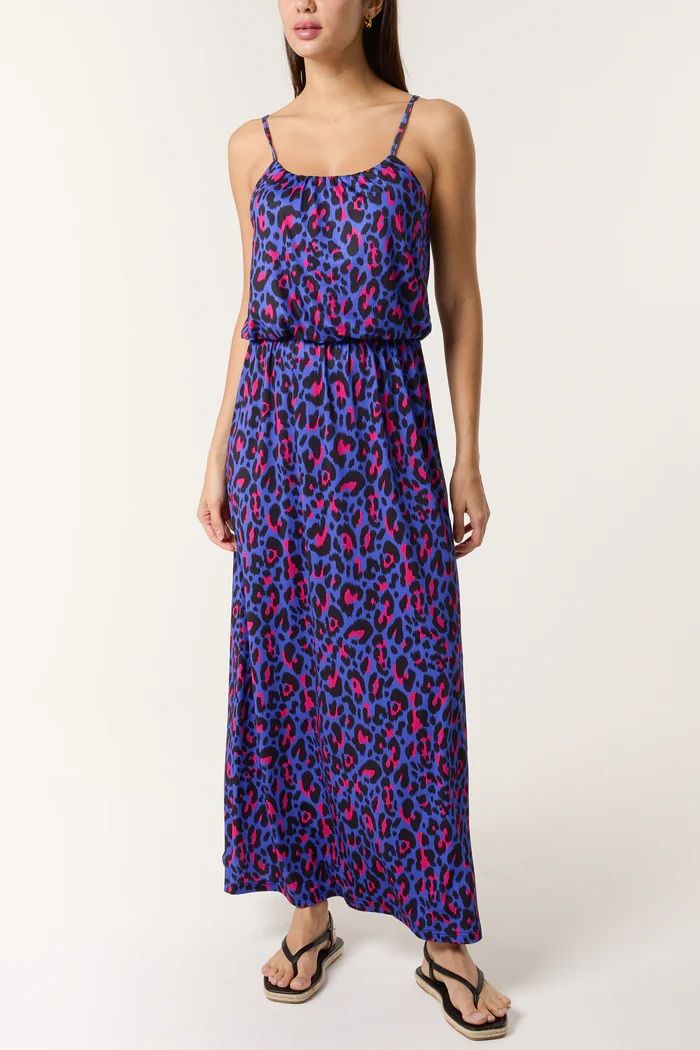 Vibrant Animal Print Puffball Maxi Dress Vibrant Animal Print Puffball Maxi Dress