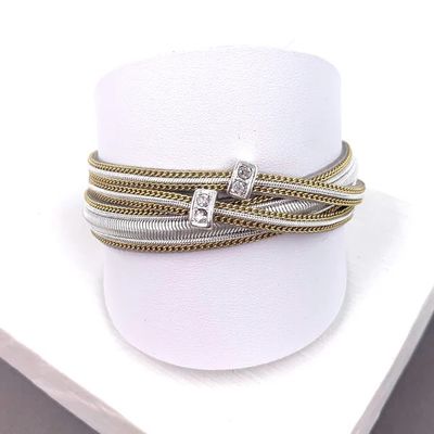 Crossover Chain Inlay With Crystal Elements Magnetic Bracelet