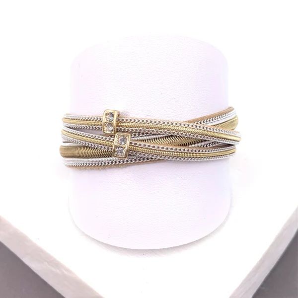 Crossover Chain Inlay With Crystal Elements Magnetic Bracelet