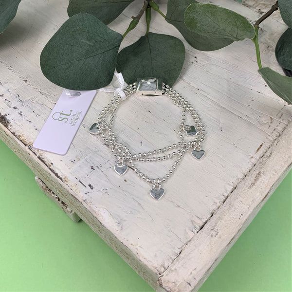 Little Hearts On Multistrand Ball Chain Bracelet With Magnet