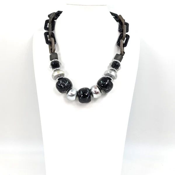 Resin Bead And Chain Statement Necklace