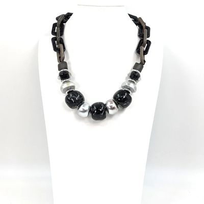 Resin Bead And Chain Statement Necklace