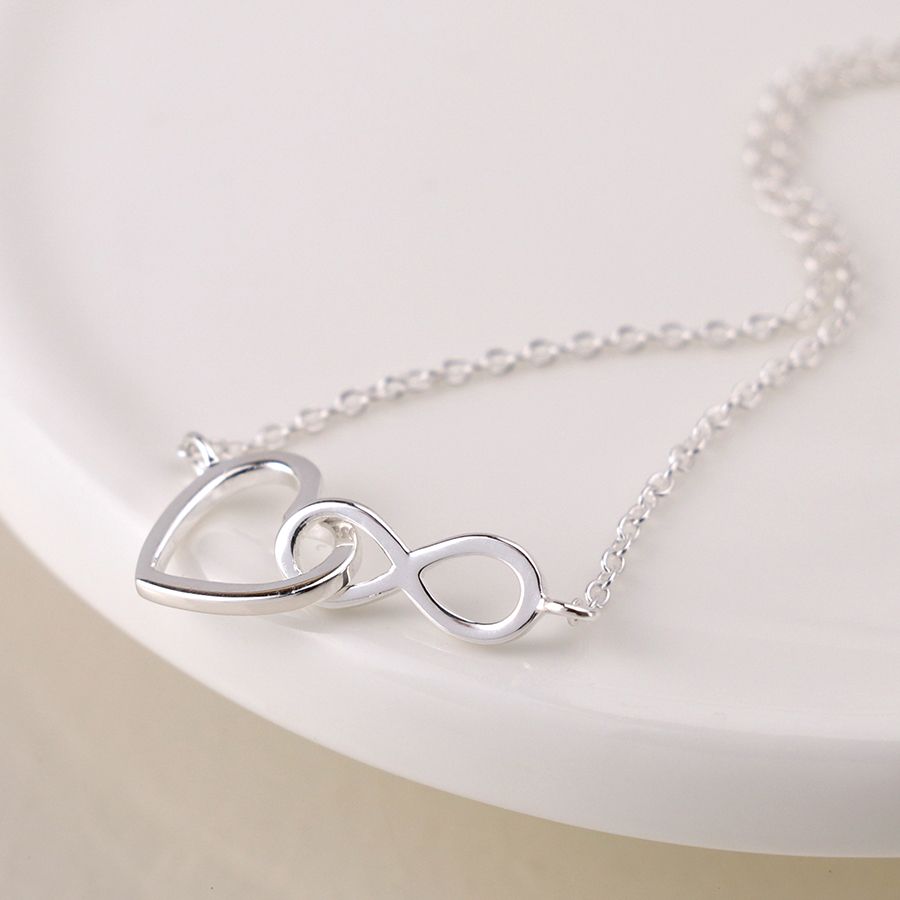 Sterling silver linked heart and infinity necklace Sterling silver linked heart and infinity necklace