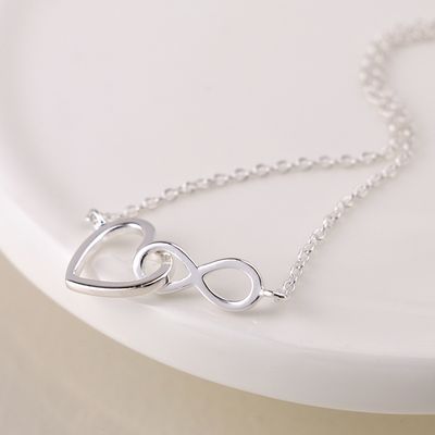 Sterling silver linked heart and infinity necklace