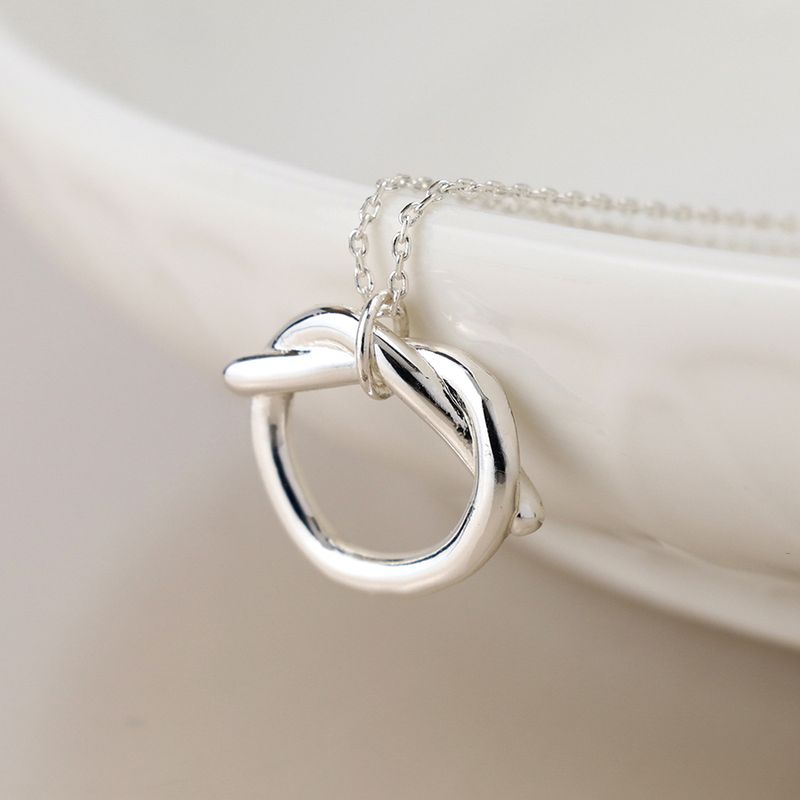 Silver Plated Knot Heart Necklace