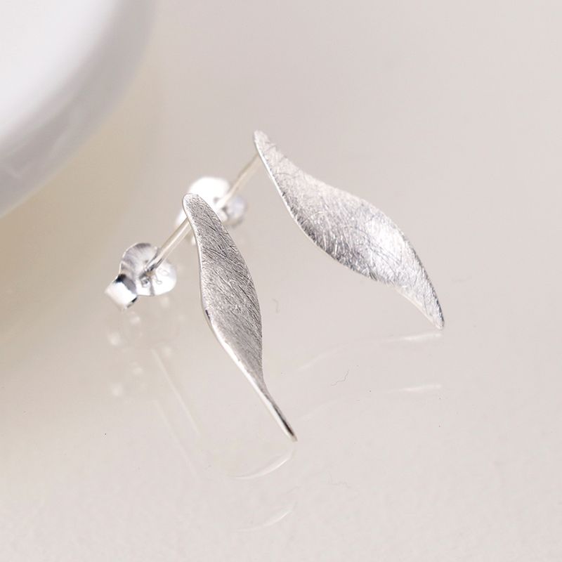 Sterling Silver Brushed Marquis Twist Earrings