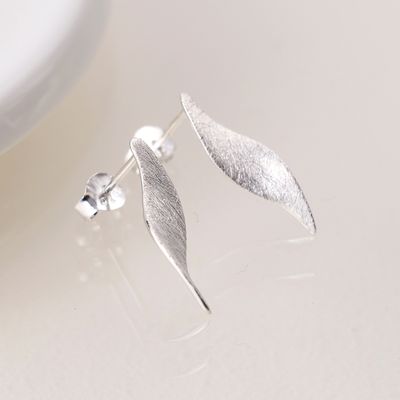 Sterling Silver Brushed Marquis Twist Earrings