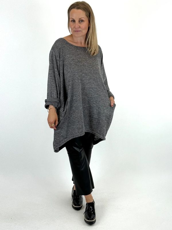 Made in Italy Lagenlook Alps Top in Charcoal