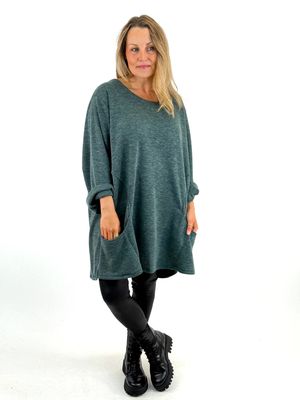Made in Italy Lagenlook Lulu Top in Bottle Green