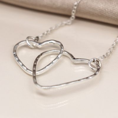 Pom Sterling silver linked hearts necklace