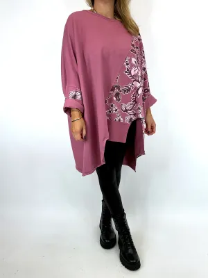 Lagenlook Jenna Floral Sweatshirt Winter Rose