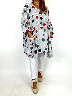 LAGENLOOK LARISA SPOT TOP PALE GREY