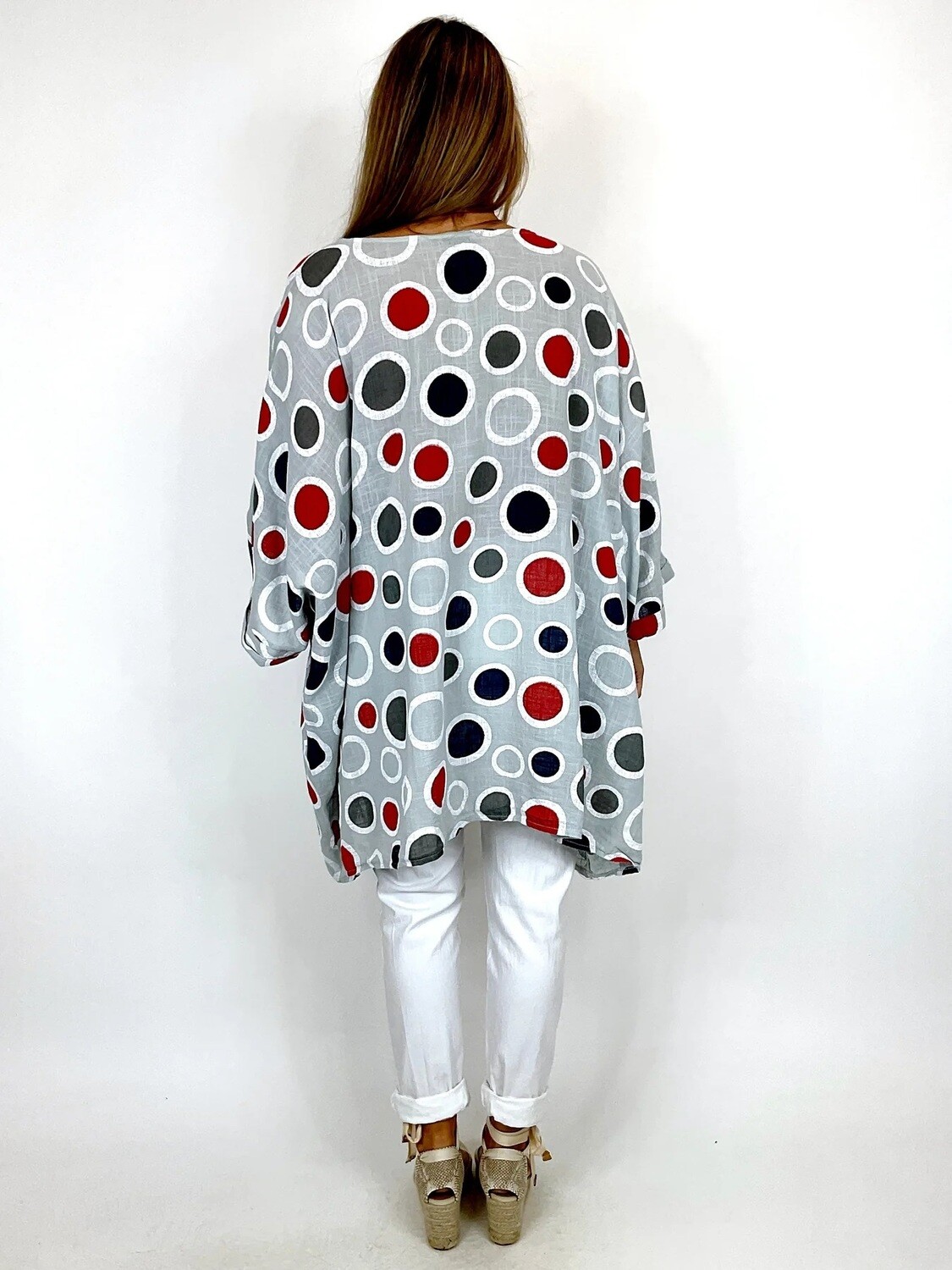 LAGENLOOK LARISA SPOT TOP PALE GREY