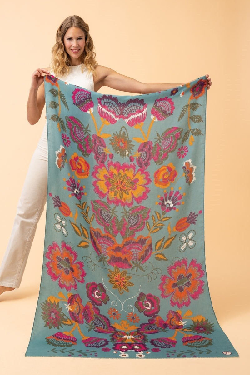 Printed Floral Symmetry Scarf