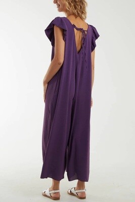 RUFFLE SLEEVE WIDE LEG JUMPSUIT