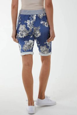 FLORAL SHORTS CONTRASTED WAIST