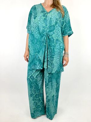 MADE IN ITALY LAGENLOOK TAYLOR ANIMAL PRINT TOP