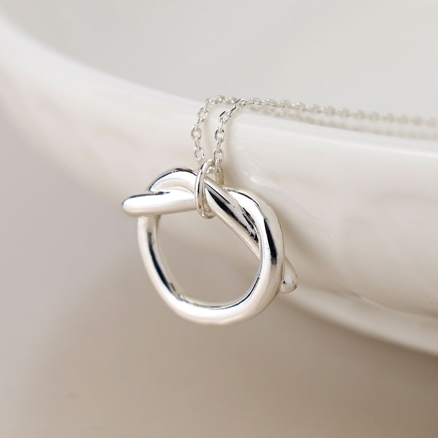 Silver Plated Knot Heart Necklace