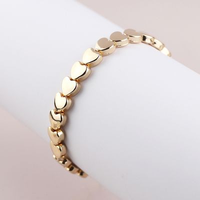 Golden Polished Small Hearts Stretch Bracelet
