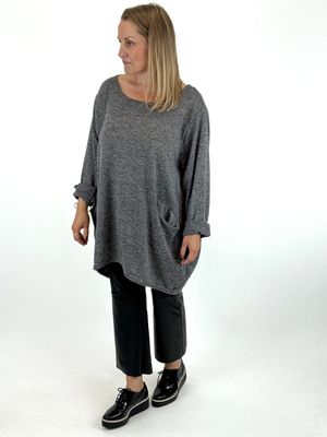 Made in Italy Lagenlook Alps Top in Charcoal
