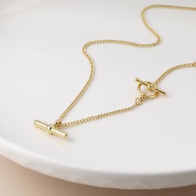 Pom Golden chunky chain and t-bars necklace