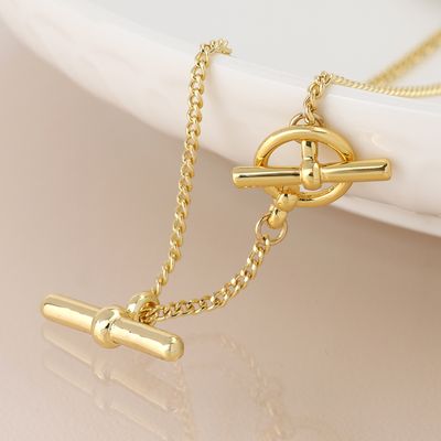 Pom Golden chunky chain and t-bars necklace
