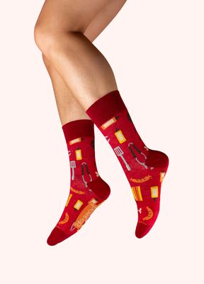Men's Ankle Socks - BBQ Buddy in Tomato