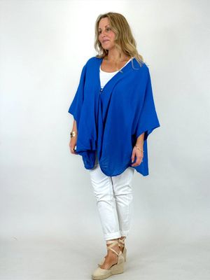 Made in Italy | Miller Cotton Wrap Top |Royal Blue
