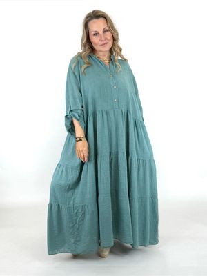 Made in italy Monroe Cotton Dress |Coastal Green
