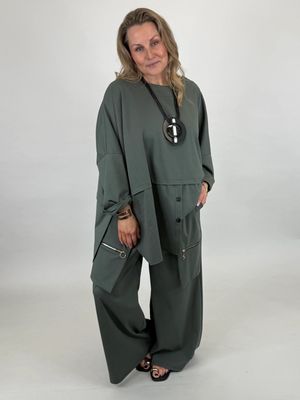 Made in Italy Zoe Zip Trouser | Khaki