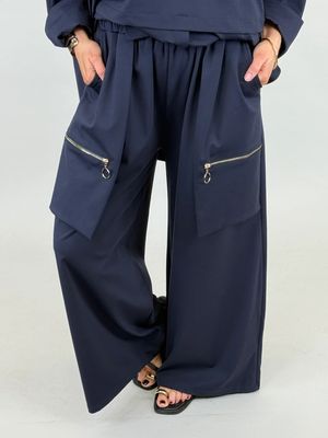 Made in Italy Zoe Zip Trouser | Navy