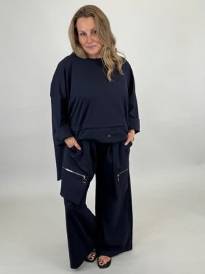 Made in Italy Zoe Zip Trouser | Navy