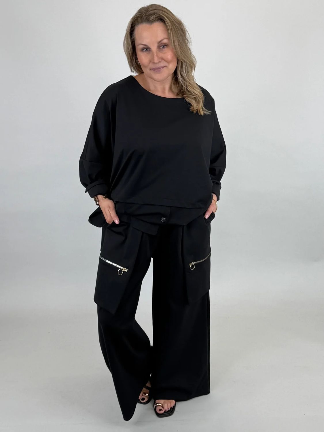 Made in Italy Zoe Zip Trouser | Black