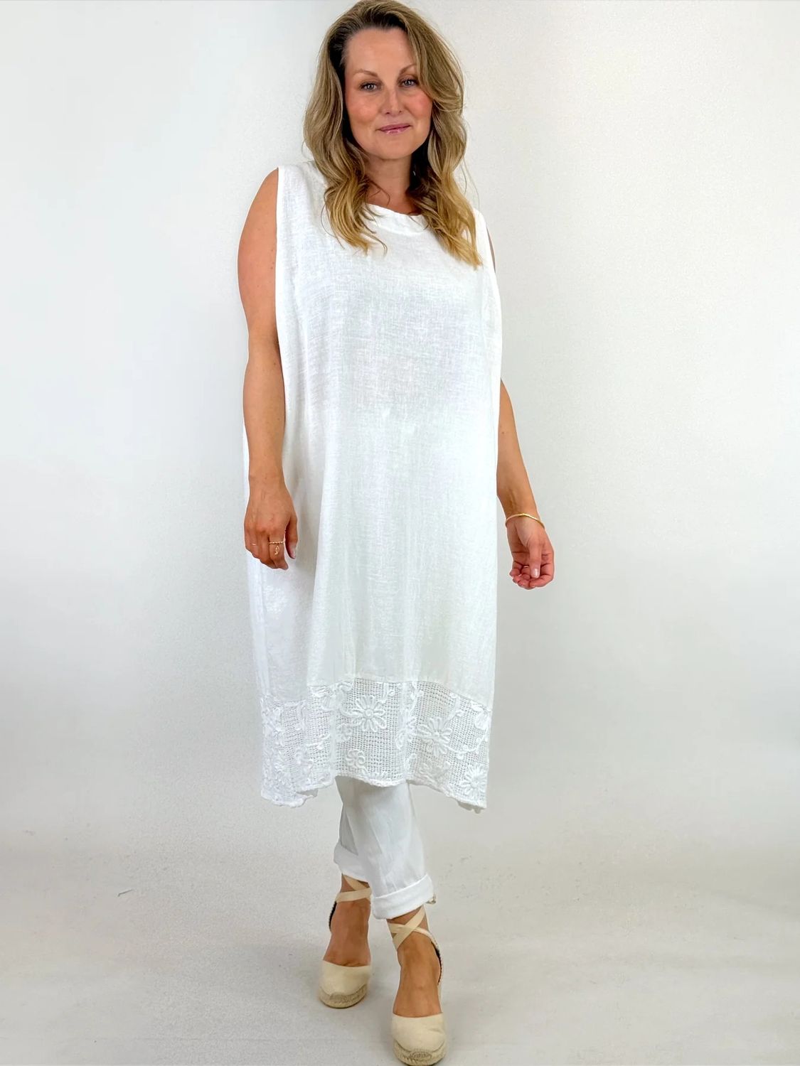 Made in Italy | Padstow Linen Tunic Vest  White