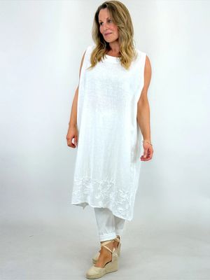 Made in Italy | Padstow Linen Tunic Vest  White