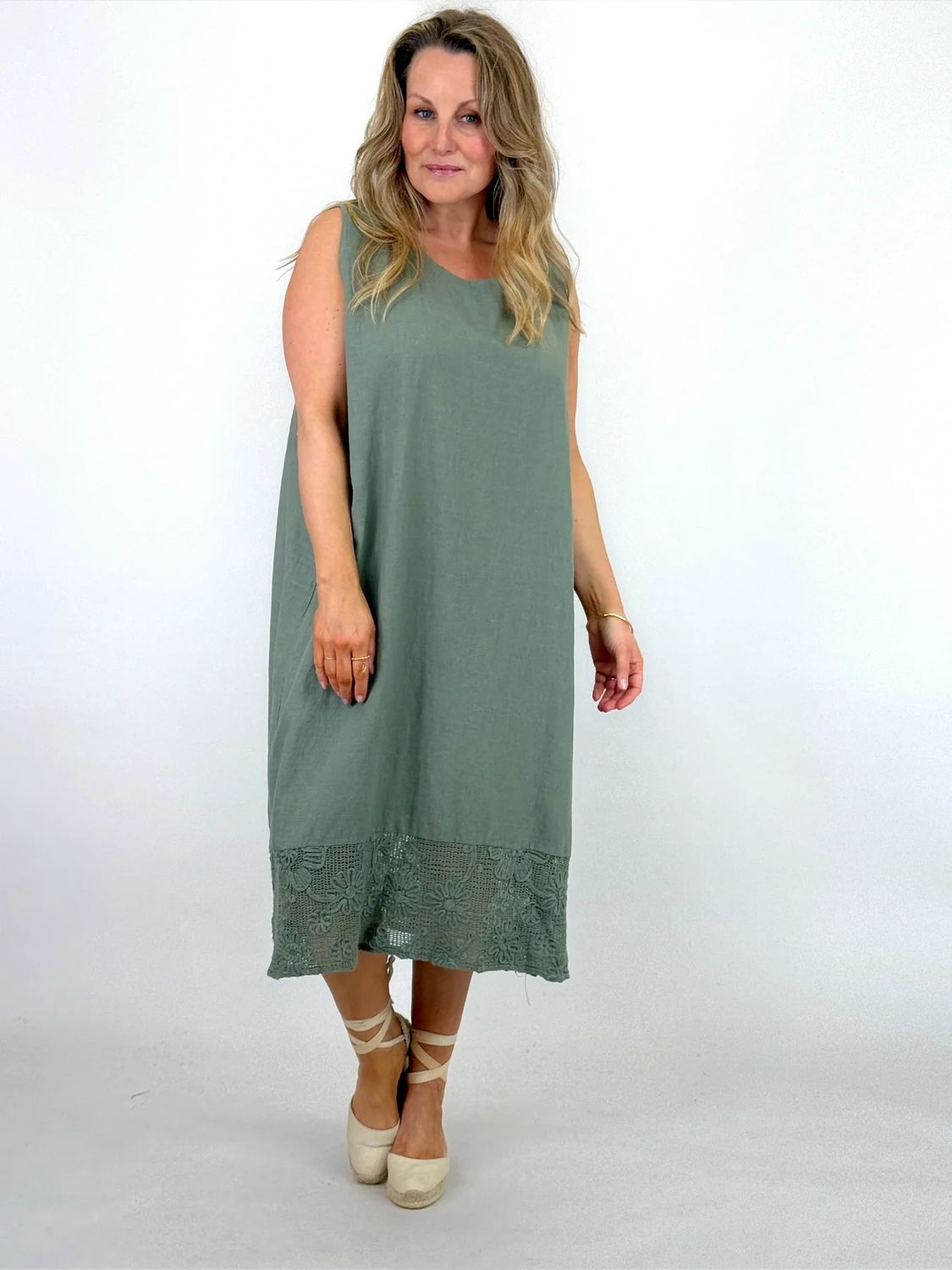 Made in Italy  Padstow Linen Tunic Vest  Khaki