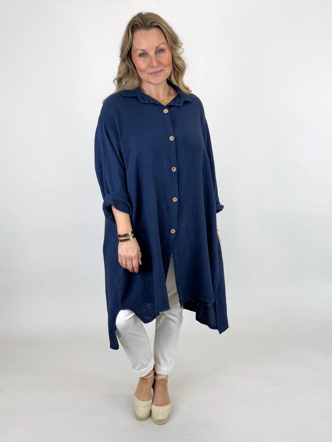 MADE IN ITALY | Thelma Cotton Shirt – Navy