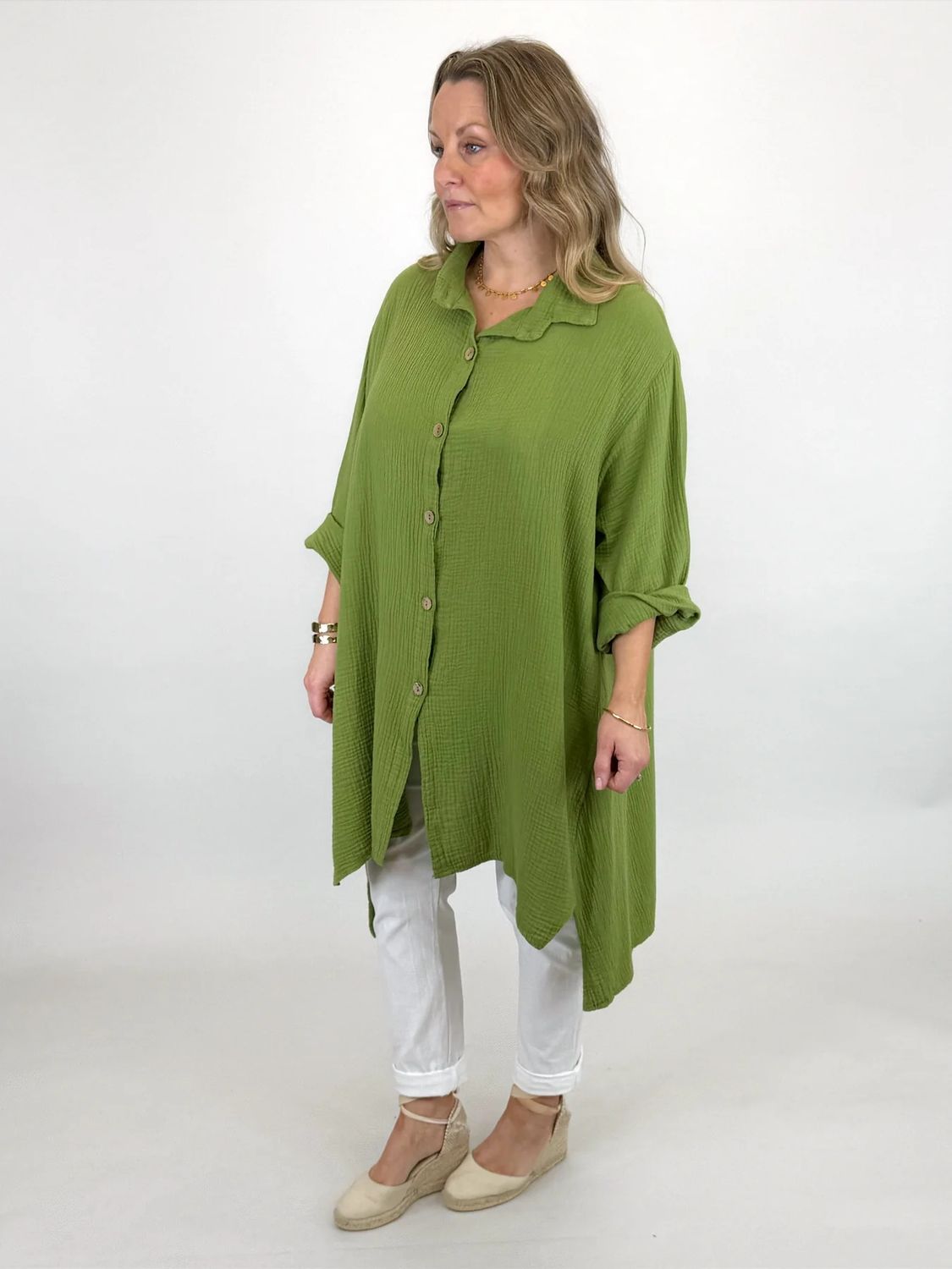 MADE IN ITALY | Thelma Cotton Shirt – Avocado
